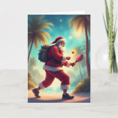 Santa's Pickleball Fun - Tropische kerst Kaart (Voorkant)