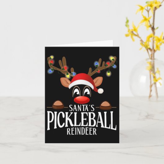Santa's Pickleball Rendier Funny Xmas Matching PJ Kaart (Gele Bloem)
