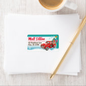 Santa's Pickup Truck Christmas Kaart Adresetikette Etiket (Insitu)
