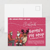 Santa's Pit Stop | Auto kerstafstelling Feestdagenkaart (Voorkant / Achterkant)