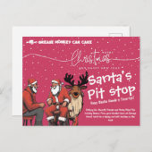 Santa's Pit Stop | Automotive Christmas Tune-Up Feestdagenkaart (Voorkant / Achterkant)