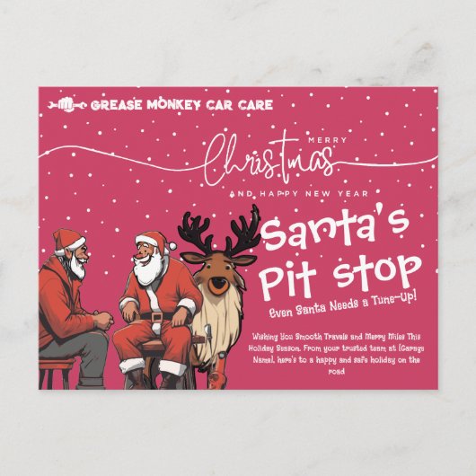 Santa's Pit Stop | Automotive Christmas Tune-Up Feestdagenkaart (Voorkant)