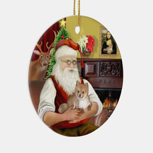 Santa's Pomeranian (R) Keramisch Ornament (Rechts)