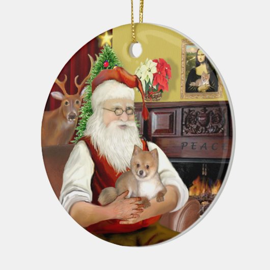Santa's Pomeranian (R) Keramisch Ornament (Links)