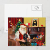 Santa's Poodle (zwart) Feestdagenkaart (Voorkant / Achterkant)