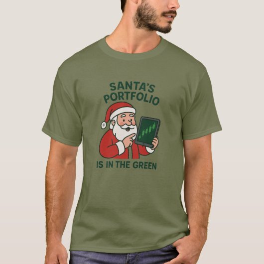 Santa's Portfolio - Grappig Kerst Trader T-shirt (Voorkant)