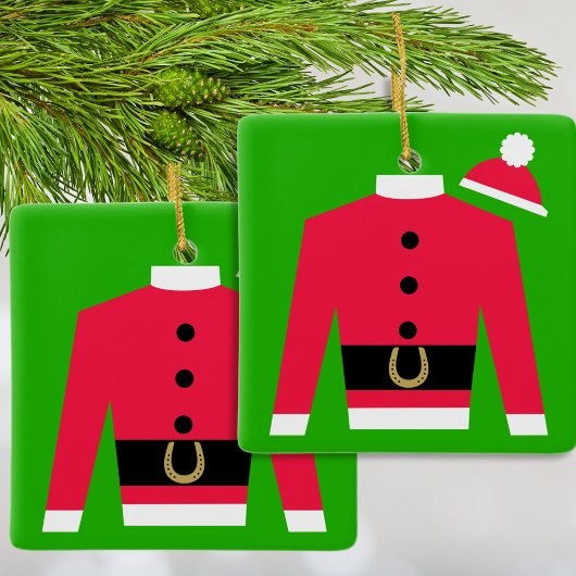 Santa's Racing Silks Square Ornament