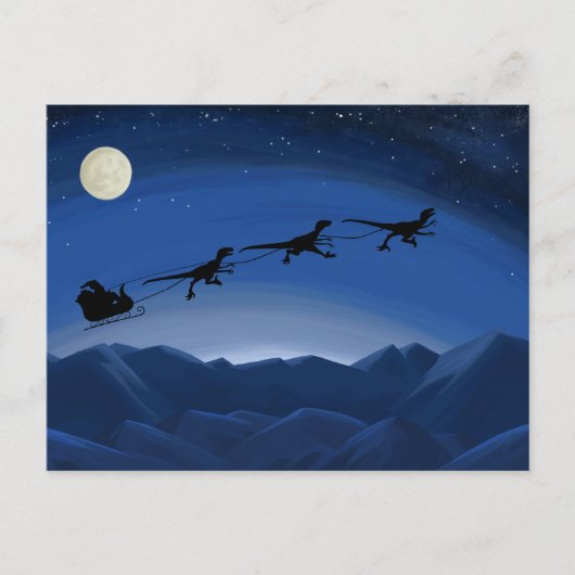 Santa's Raptor Sleigh Team Christmas Kaart Dinosau (Voorkant)
