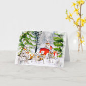 Santa's Real Reindeer zijn Dalmatische honden Kaart (Gele Bloem)