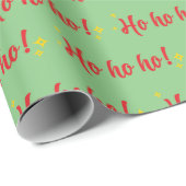 Santa's Red Ho Ho Ho Tekst Op Groene Achtergrond G Cadeaupapier (Rol Hoek)