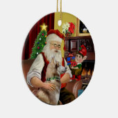 Santa's Red Siberian Husky Keramisch Ornament (Rechts)