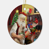 Santa's Red Siberian Husky Keramisch Ornament (Links)