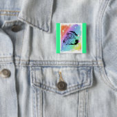 Santa's regenboog vierkante button 5,1 cm (In situ)