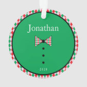 Santa's Reindeer Dasher Preppy Green Christmas Ornament (achterkant)