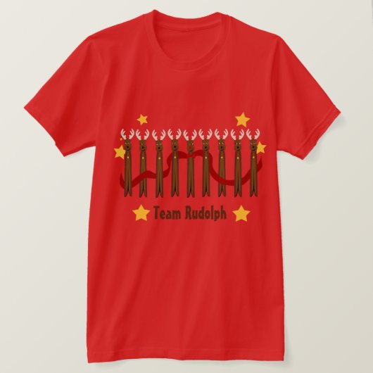 Santas Reindeer Kerstteam Rudolph T-shirt (Design voorkant)