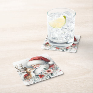 Santa's Reindeer Kiss Kartonnen Onderzetters