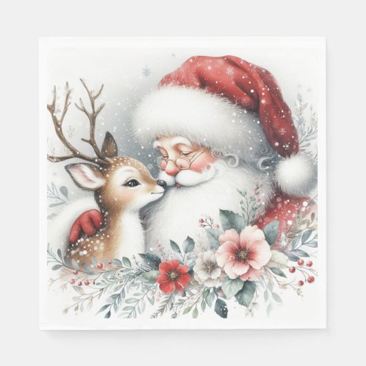 Santa's Reindeer Kiss Servet (Voorkant)