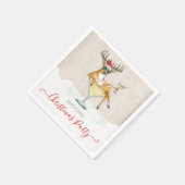 Santa's Reindeer Martini Cocktail Christmas Party Servet (Hoek)