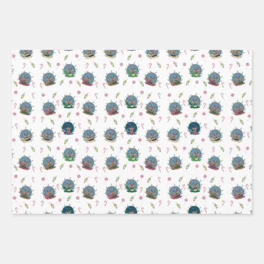 Santa's Reindeer Pattern Wrapping Paper Flat Sheet (Voorkant 2)