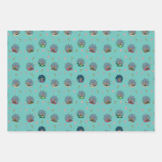 Santa's Reindeer Pattern Wrapping Paper Flat Sheet (Voorkant)