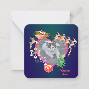 Santa's Reindeer Photo Heart Lijst Notitiekaartje