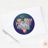 Santa's Reindeer Photo Heart Lijst Ronde Sticker (Envelop)