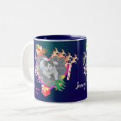 Santa's Reindeer Photo Heart Lijst Tweekleurige Koffiemok (Voorkant links)