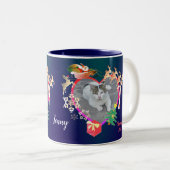 Santa's Reindeer Photo Heart Lijst Tweekleurige Koffiemok (Voorkant rechts)