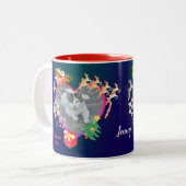 Santa's Reindeer Photo Heart Lijst Two-Tone Coffee Tweekleurige Koffiemok (Voorkant links)