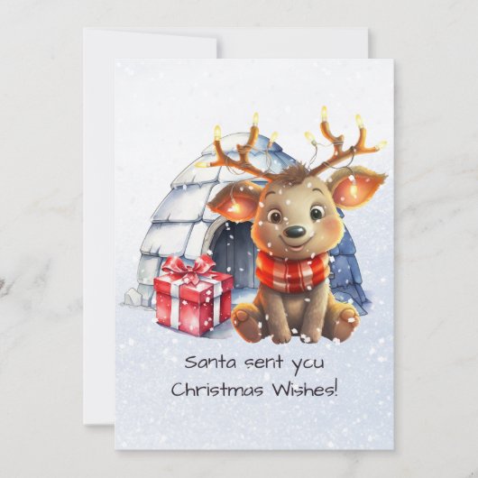 Santas Reindeer Rhyme Noordse gedicht Kinder kerst Feestdagenkaart (Voorkant)