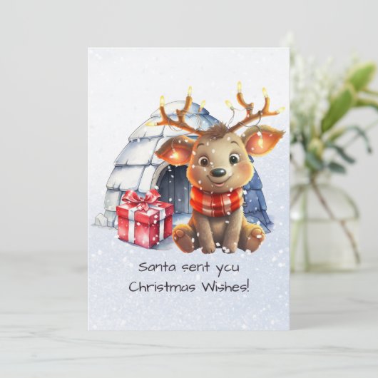 Santas Reindeer Rhyme Noordse gedicht Kinder kerst Feestdagenkaart (Staand voorkant)