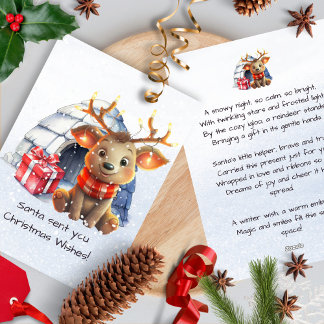 Santas Reindeer Rhyme Noordse gedicht Kinder kerst Feestdagenkaart