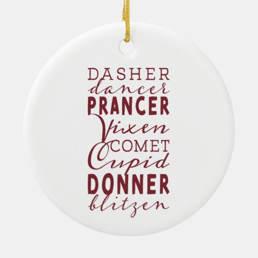 Santa's Reindeer roept kerstversiering uit Keramisch Ornament (Achterkant)