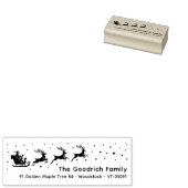 Santa's Reindeer Sleigh Retouradres Houten Rubberstempel (Gestempeld)