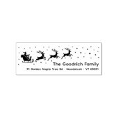 Santa's Reindeer Sleigh Retouradres Houten Rubberstempel (Afrduk)