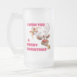SANTA'S REINDEER WIST JE EEN MERRY CHRISTMAS MATGLAS BIERPUL
