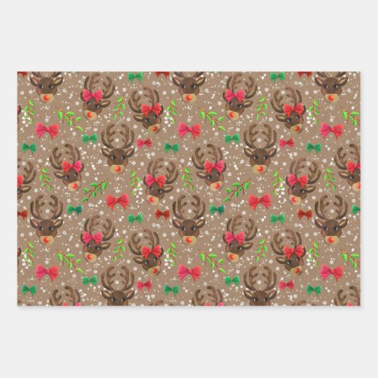 Santas Reindeers Inpakpapier Vel (Voorkant 2)