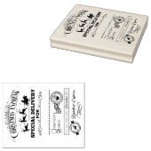 Santa's Rendier Express Kerstmis Groot Rubberstempel (Gestempeld)