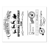 Santa's Rendier Express Kerstmis Groot Rubberstempel (Afrduk)