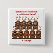 Santa's Rendier Funny Christmas Button (Voorkant)