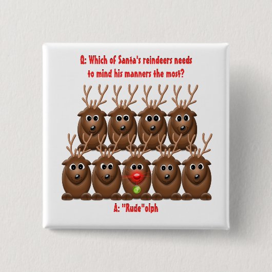Santa's Rendier Funny Christmas Button (Voorkant)