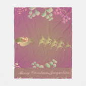 Santa's rendier Paarse inpakpapier Fleece Deken (Voorkant)