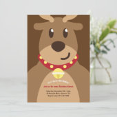 Santa's Rendier Verjaardag Uitnodiging (Staand voorkant)