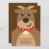 Santa's Rendier Verjaardag Uitnodiging (Voorkant / Achterkant)