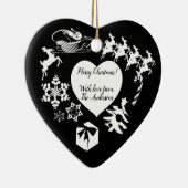 Santa's rendieren Blk & White Heart Ornament (Rechts)