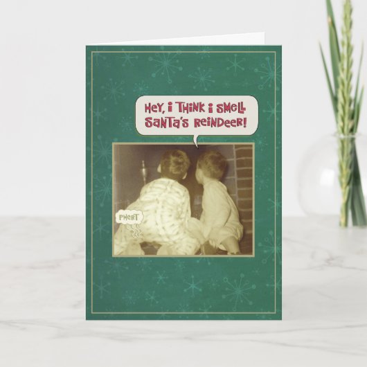 Santa's rendieren ruiken grappige kerst Kaart (Voorkant)