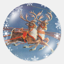 SANTA'S RENDIEREN & SNEEUWVLOKKEN DOOR SHARON SHAR RONDE STICKER