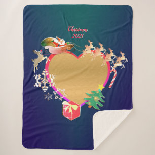 Santa's rendierfoto Sherpa Blanket Deken