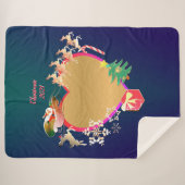 Santa's rendierfoto Sherpa Blanket Sherpa Deken (Voorkant (horizontaal))