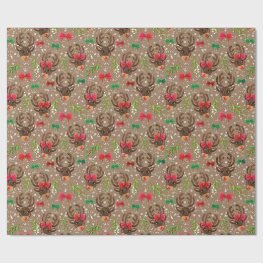 Santa's rendierster cadeaupapier (Vlak)